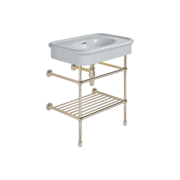 Rockwell 750mm Seattle Grey basin on basin stand with shelf. One or three tap holes