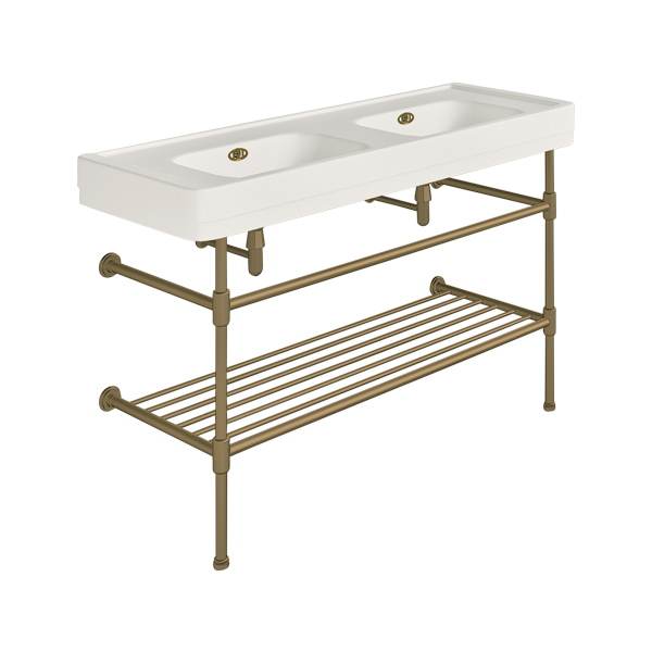 Soho 1300mm double basin on basin stand with shelf