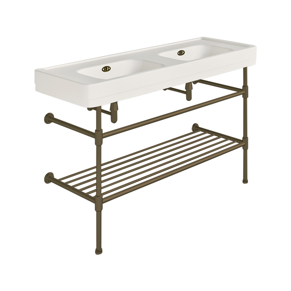 Soho 1300mm double basin on basin stand with shelf