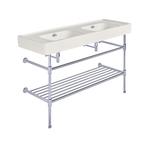 Soho 1300mm double basin on basin stand with shelf
