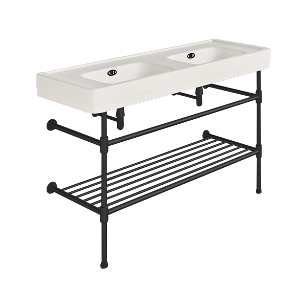 Soho 1300mm double basin on basin stand with shelf