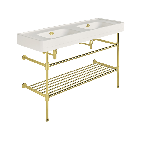 Soho 1300mm double basin on basin stand with shelf