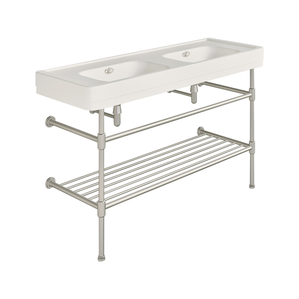 Soho 1300mm double basin on basin stand with shelf