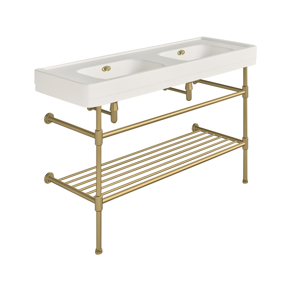 Soho 1300mm double basin on basin stand with shelf