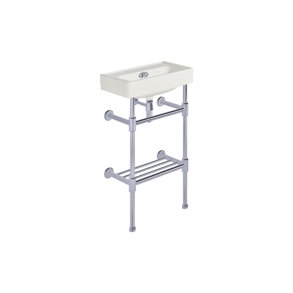 Soho 450mm mini basin on basin stand with shelf