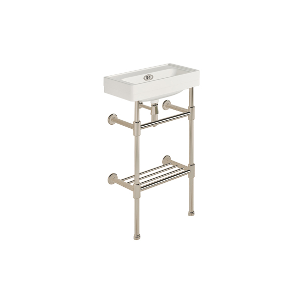 Soho 450mm mini basin on basin stand with shelf