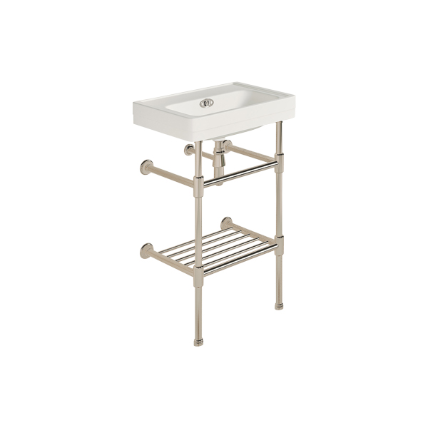 Soho 500mm powder room basin on basin stand with shelf