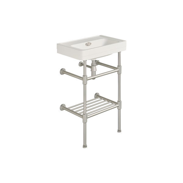 Soho 500mm powder room basin on basin stand with shelf