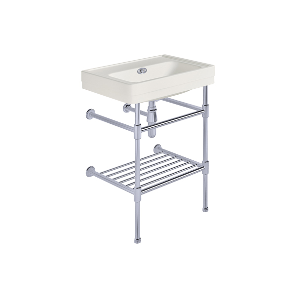 Soho 600mm small basin on basin stand with shelf