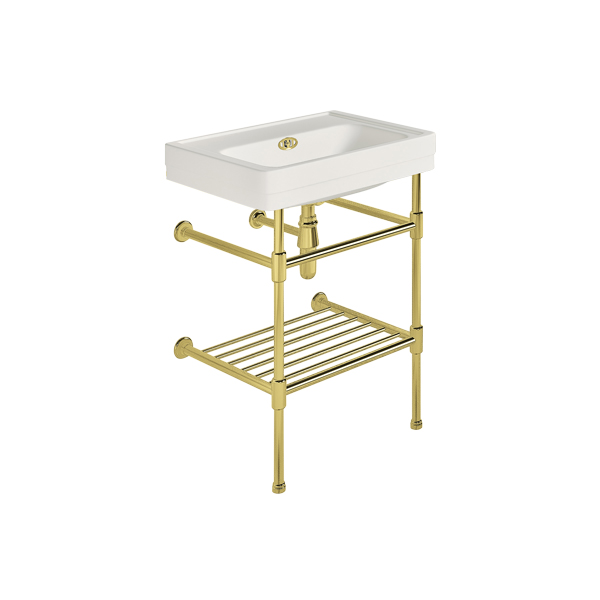 Soho 600mm small basin on basin stand with shelf