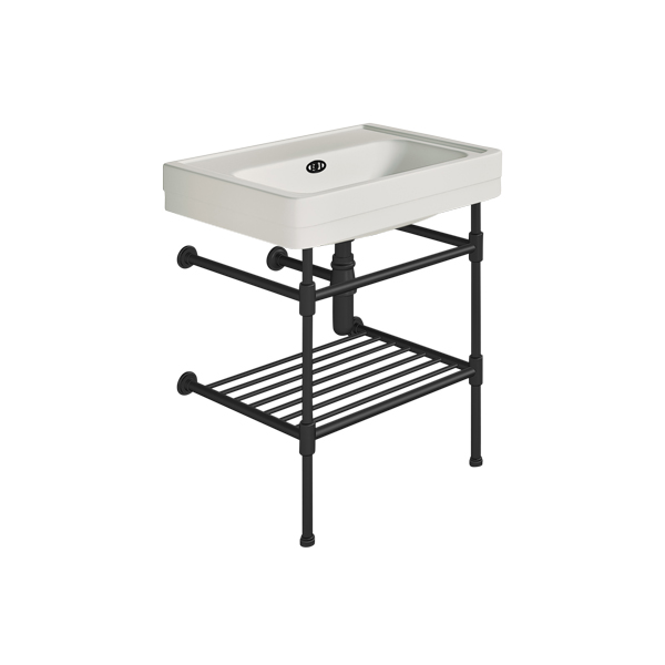 Soho 700mm medium basin on basin stand with shelf