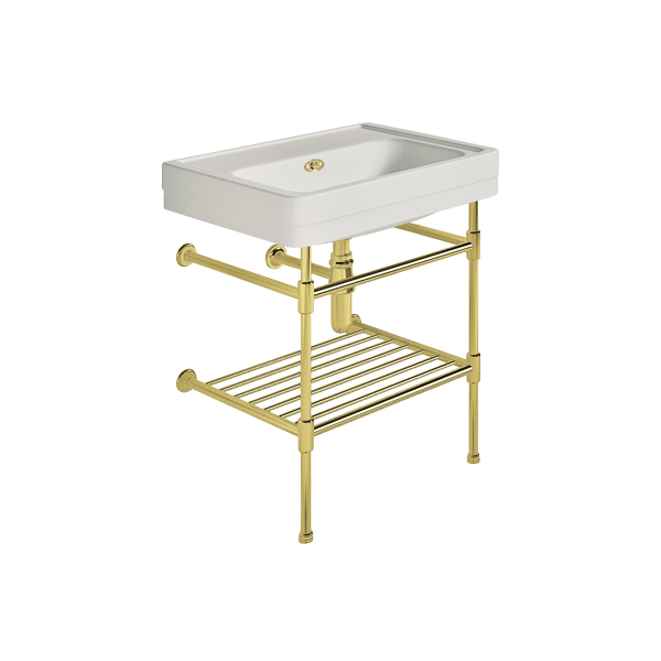 Soho 700mm medium basin on basin stand with shelf